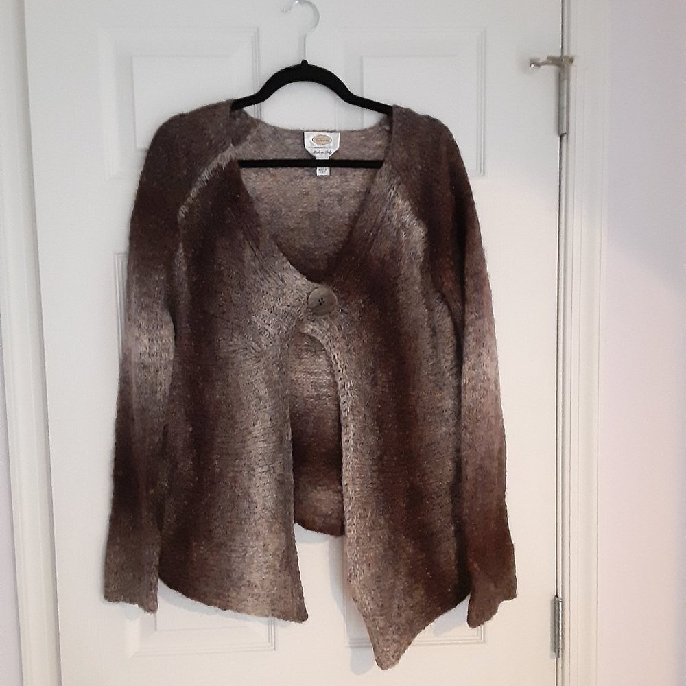 TALBOTS brown/purple/gold ombre cardigan sweater (M)